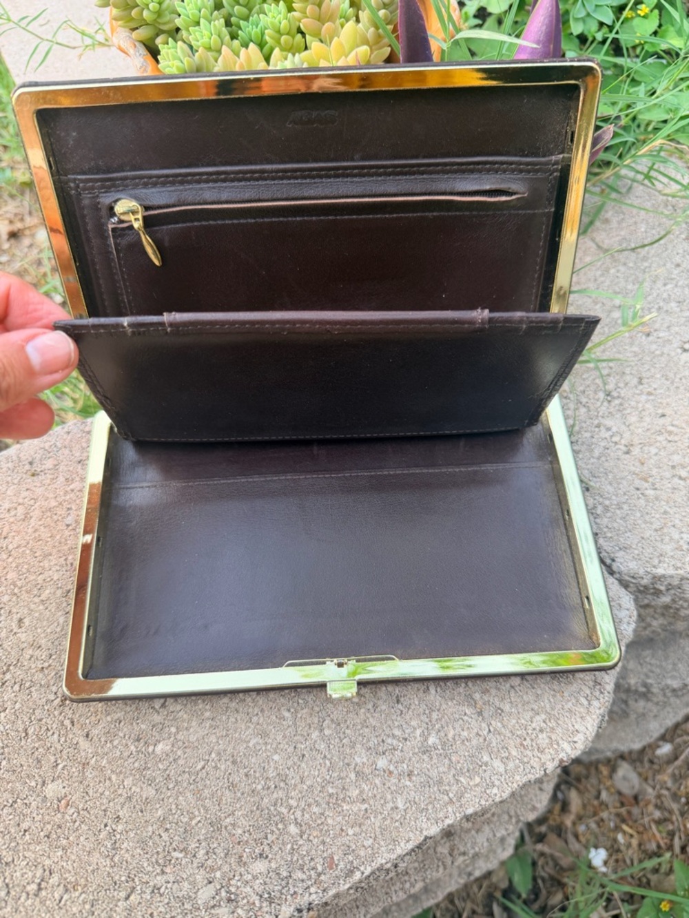 Vintage Abas‎ Brown Lamb Leather Wallet with Subtle Logo